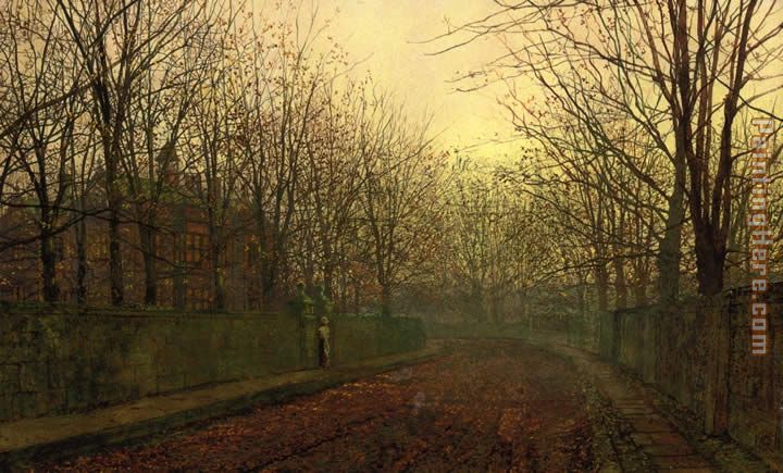 An Autumn Lane painting - John Atkinson Grimshaw An Autumn Lane art painting